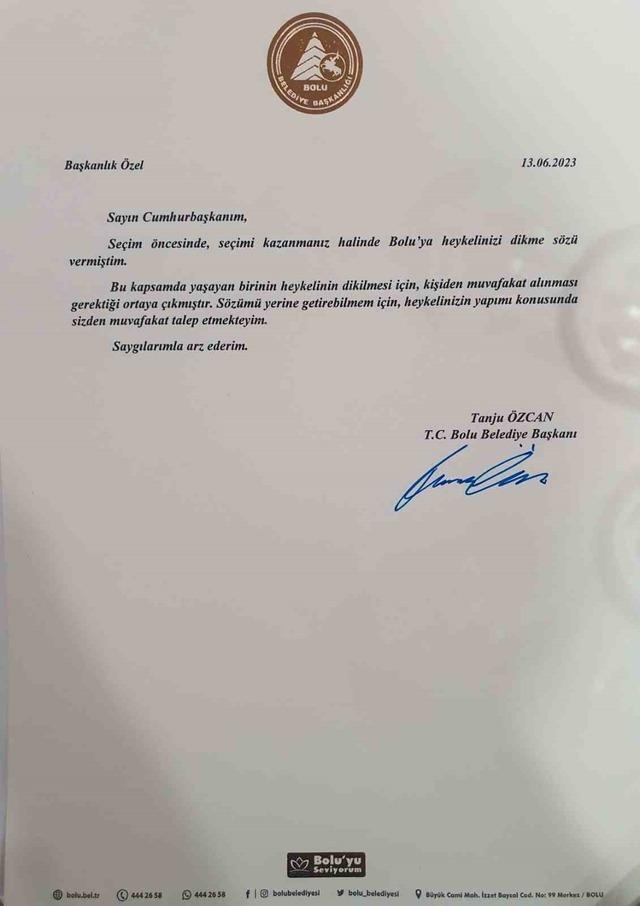 Tanju Özcan, Erdoğan'ın Heykelini Dikmek İçin İzin İstedi