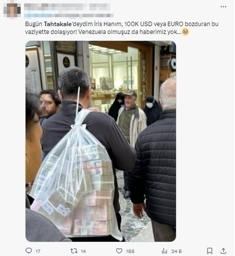 Tahtakale'de Vatandaşın Sırtında Taşıdığı Para Dolu Çuval Olay Oldu!