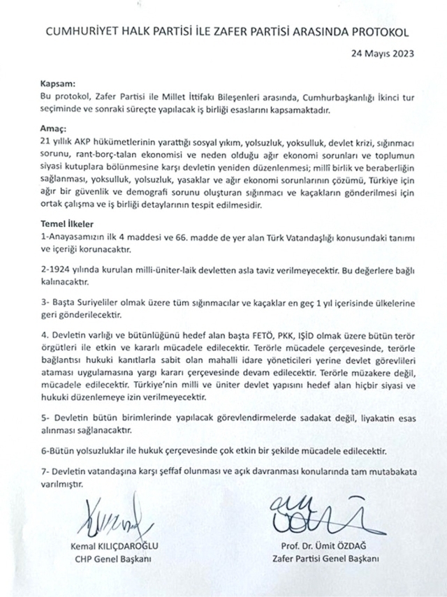 Ümit Özdağ, Chp'nin Yaptığı Seçim Protokolünün Tamamını Açıkladı!