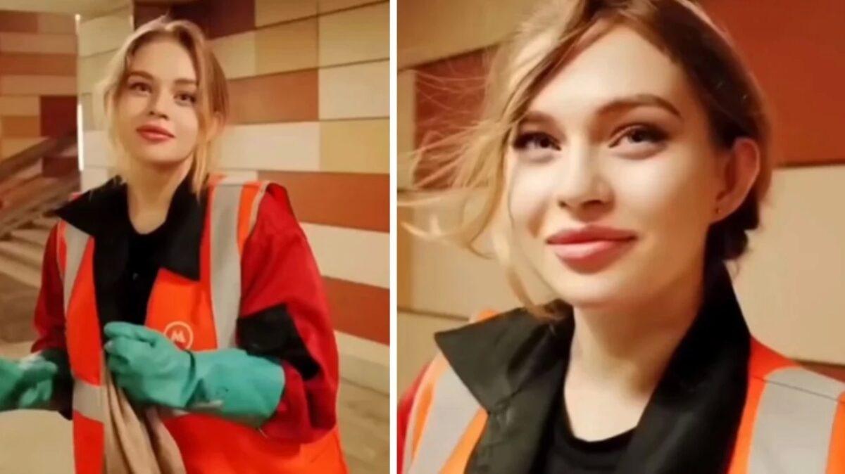 Rusya'da Temizlik Görevlisi Kadının Güzelliği Sosyal Medyada Trend Oldu!