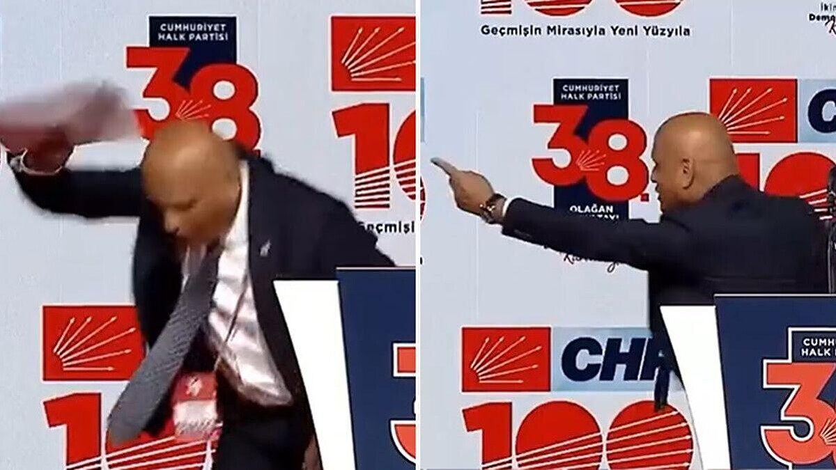 Chp'li Abdullah Şahin Kürsüde Mikrofonu Kapatılınca Sinirlendi