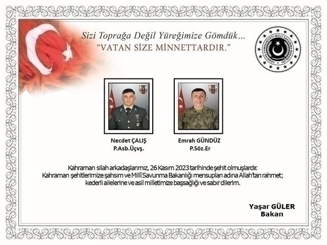 Msb'den İki Askerin Şehit Olduğu Haberi Geldi!