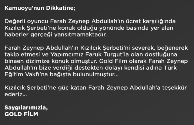 Farah Zeynep Abdullah, Kızılcık Şerbeti Dizisinden Para Aldı Mı?