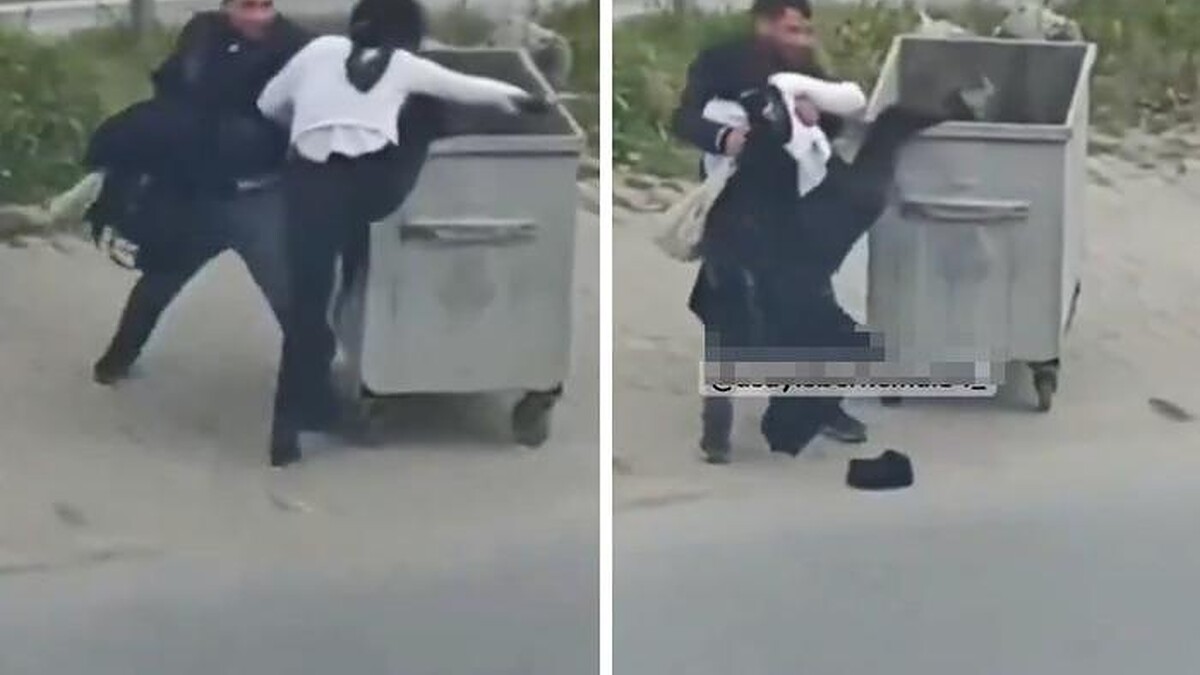 İstanbul Büyükçekmece'de Alkollü Kadın Çöp Konteynerine Girmeye Çalıştı!