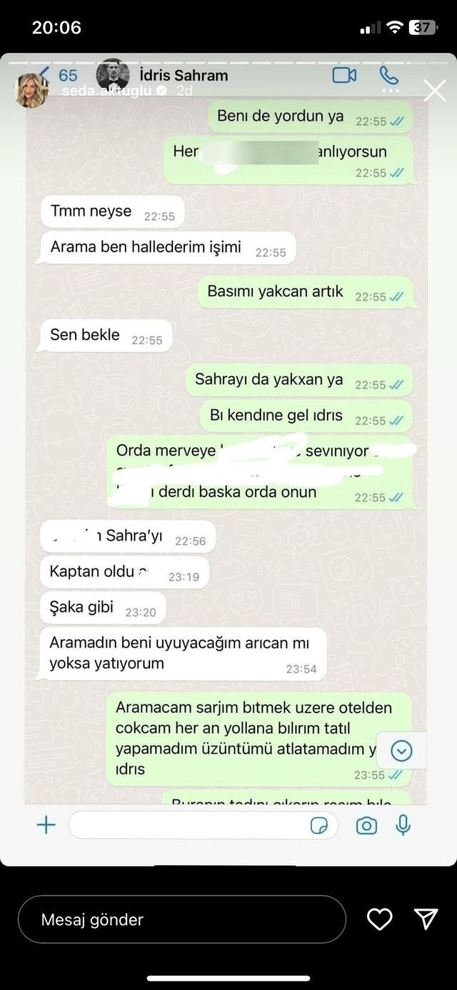 Seda Aktuğlu Sahra'nın Kocasının Küfürlü Mesajlarını Paylaştı!