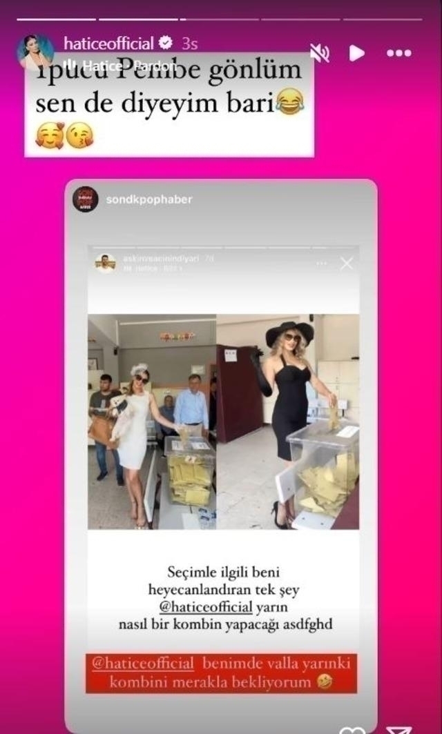 Hatice, 31 Mart Yerel Seçimlerde Pembe Kombiniyle Gündemde