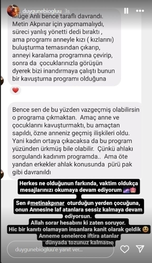 Duygu Nebioğlu Challenges Metin Akpınar Over Social Media Insults