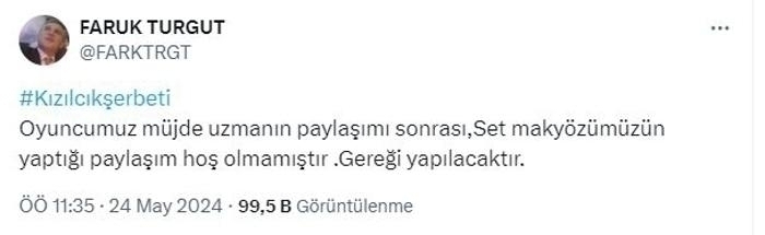 Kızılcık Şerbeti Makyözü Tükendi, Faruk Turgut'tan Açıklama Geldi