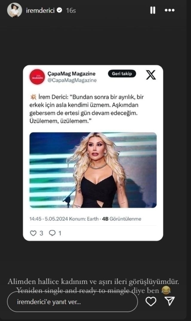 İrem Derici, Gökhan Fırat'la Olan Aşkını Sosyal Medyada Sonlandırdı