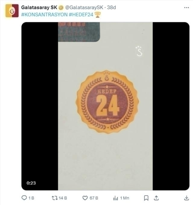 Galatasaray'dan Flaş Konsantrasyon Ve Hedef 24 Paylaşımı