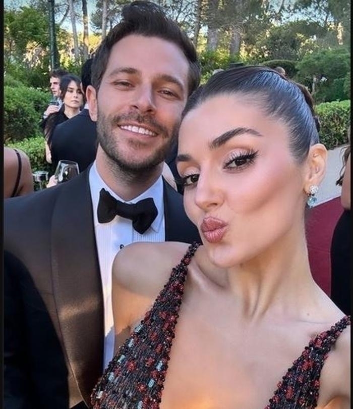 Hakan Sabancı Cannes'da Hande Erçel'e Eşlik Etti… Kırmızı Halı Pozlarını Paylaştı