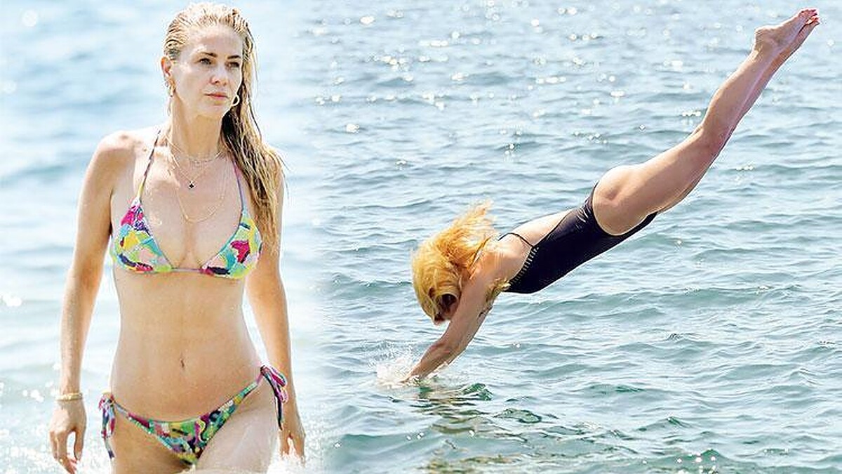 Emine Ün 46 yaşında mavi sularda keyifli anlar yaşıyor, sohbetler dikkat çekiyor!