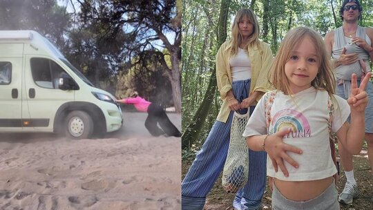 Müge Boz ve Caner Erdeniz'in Yunanistan'daki karavanı kuma saplandı, yardımcı olmaya çalıştılar!