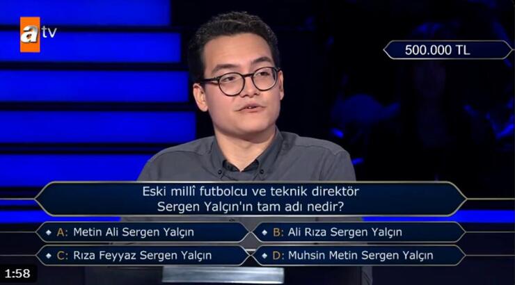 Sergen Yalçın Sorusu Yarışmacıyı 500 Bin TL'den Etti, Doğru Cevabı Görünce Üzüntü Yaşadı!