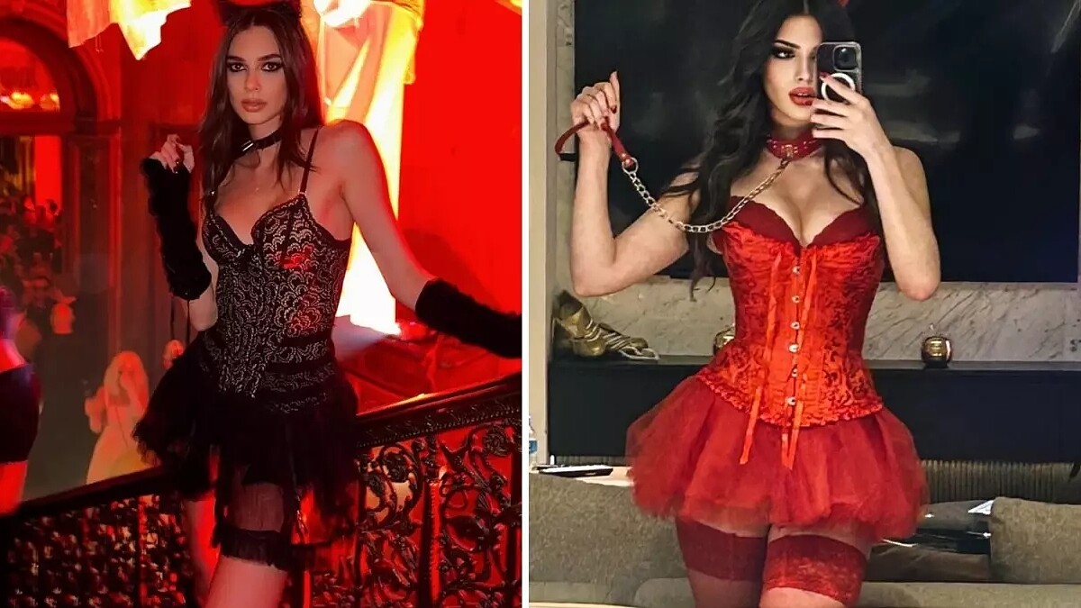 Defne Samyeli'nin Kızları Cadılar Bayramı'nda Şeytan ve Kara Melek Kostümleriyle Parladı