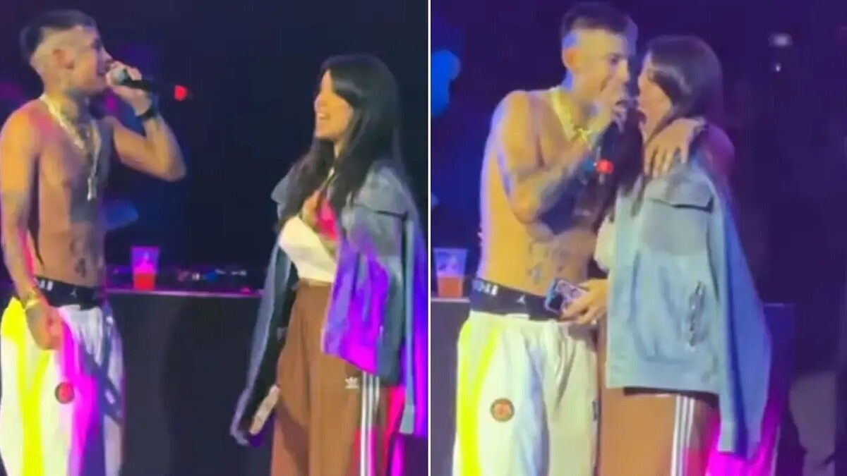 Wanda Nara, Mauro Icardi'nin eski sevgilisi L-Gante ile sahnede öpüştü