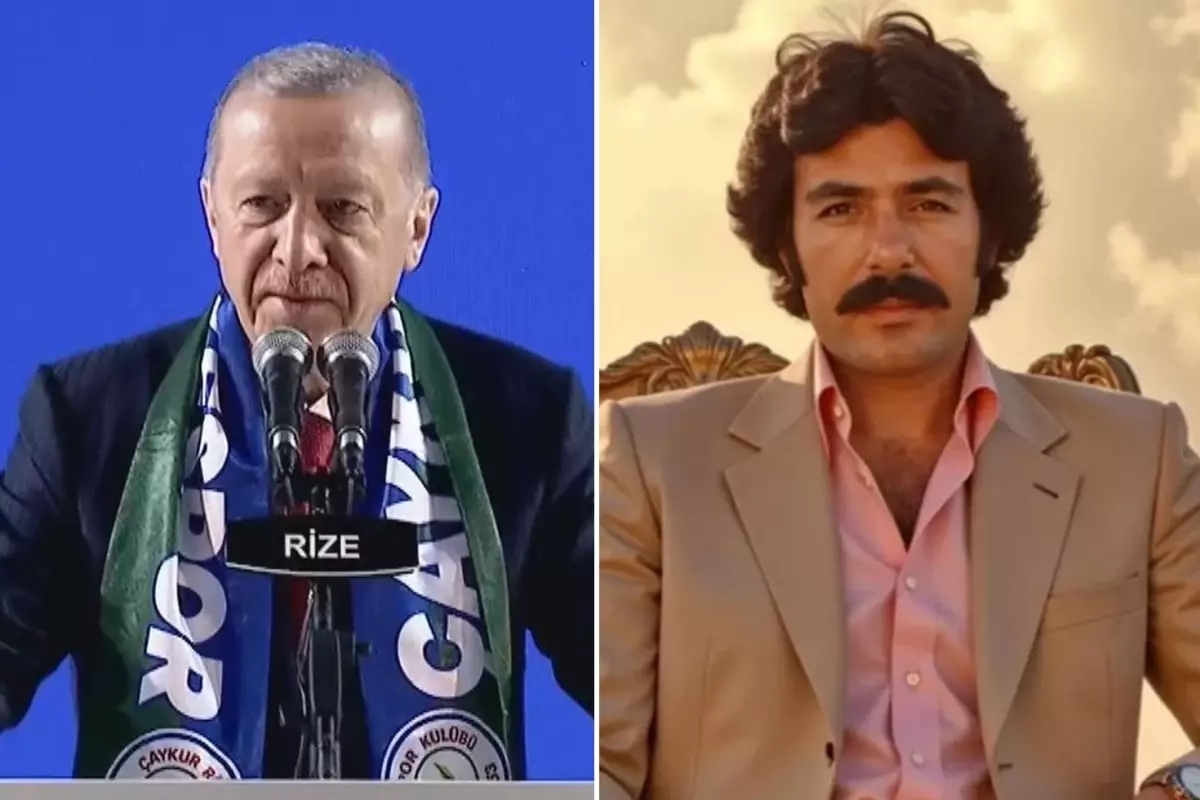Cumhurbaşkanı Erdoğan, Ferdi Tayfur’un "İçim Yanar" şarkısıyla Rize’de sahneye çıktı