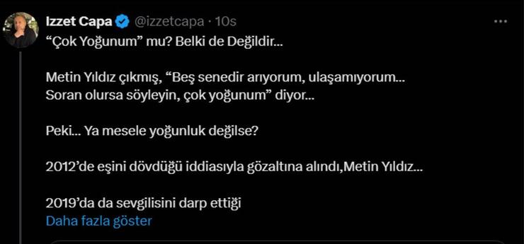 Metin Yıldız'dan İzzet Çapa'ya sert yanıt! İmamoğlu paylaşımı tepki çekti.