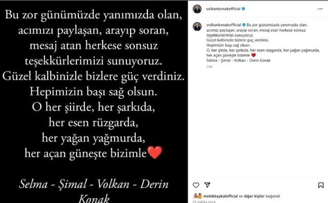 Volkan Konak'ın eşi Selma Konak'tan duygusal paylaşım!