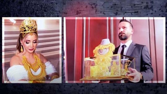 Aleyna Dalveren'in lüks düğünü sosyal medyayı salladı! İbrahim Tatlıses'in şarkı söylediği törende altınlarla süslenen gelin, ünlü isimlerle evlendi.