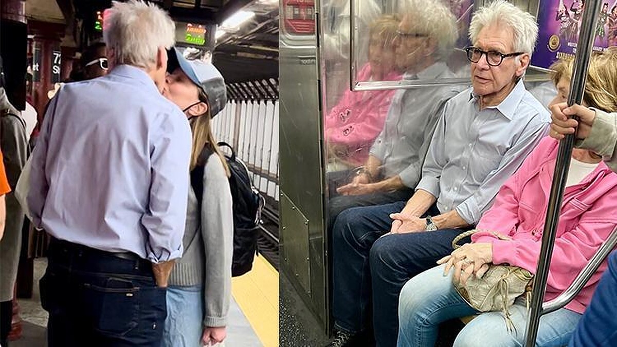 Harrison Ford ve eşi Calista Flockhart, metroda öpüşürken görüntülendi