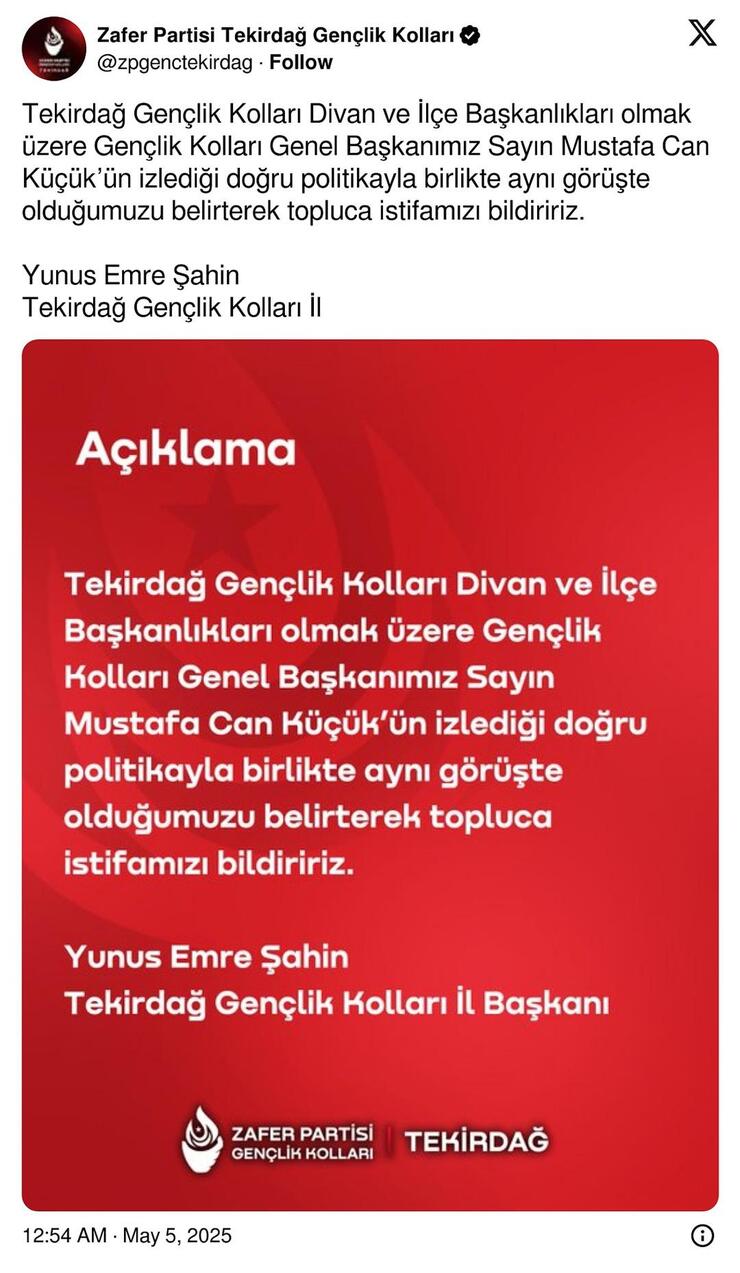 Zafer Partisi'nde kriz büyüyor: İstifa mı, devam mı? Gençlik kolları üç ilde feshedildi