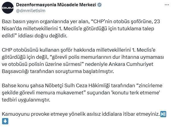 CHP'nin iddialarına yalanlama: Şoförün tutuklanması provokasyon mu?
