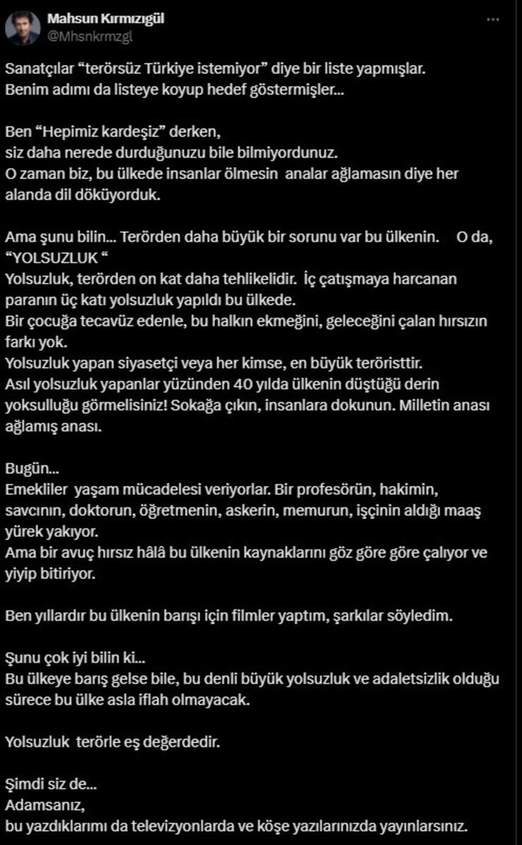 Mahsun Kırmızıgül: "Bu ülke iflah olmayacak!"