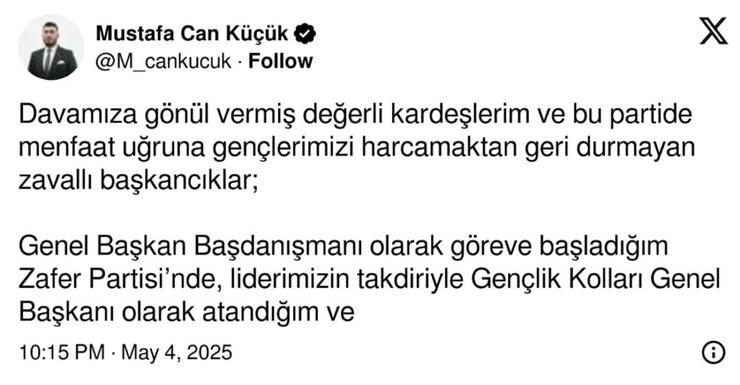 Zafer Partisi'nde kriz büyüyor: İstifa mı, devam mı? Gençlik kolları üç ilde feshedildi