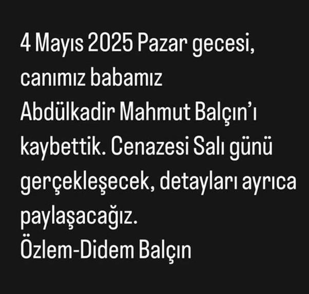 Didem Balçın'ın acı günü: Babasının vefatını duyurdu