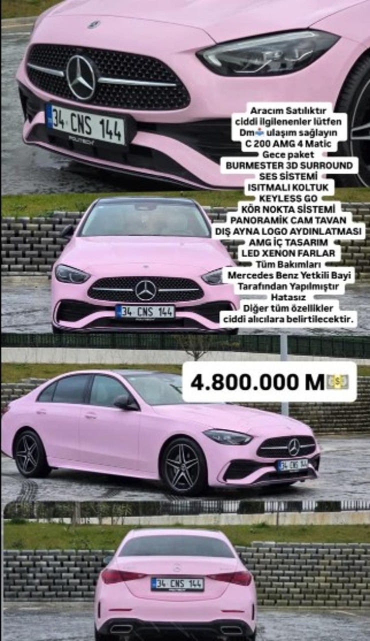 Cansel Ayanoğlu Pembe Mercedes'ini 4.8 Milyon TL'ye Satışa Çıkardı