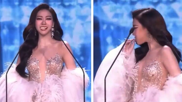 Miss Grand Thailand ön elemesinde sahneye çıkan Kamolwan Chanago, konuşması...