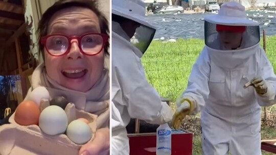 73 yaşındaki oyuncu ve model Isabella Rossellini, Long Island'daki Mama Farm...