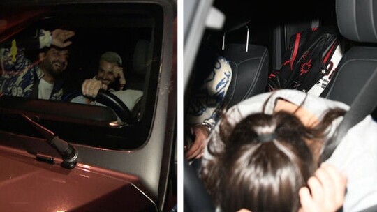 Rapçi Sefo ile şarkıcı Çağla Boz, Arnavutköy'deki bir eğlence mekânı önünde...