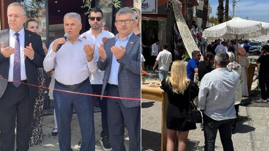 Fethiye'de açılan bir meyhanenin törenine emekli imam dua okurken katıldı; açılışa...