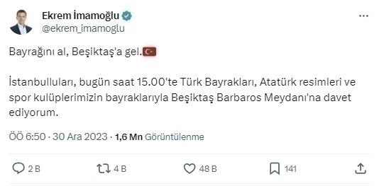 İmamoğlu, Herkesi Beşiktaş Barbaros Meydanı'na Topluyor!