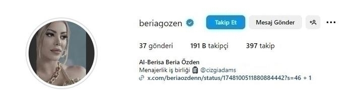 Beria Özden Instagram Profilinden Eşinin İsmini Sildi